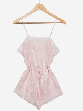 vintage 70s texsheen pink lace coquette boudoir teddy and robe set
